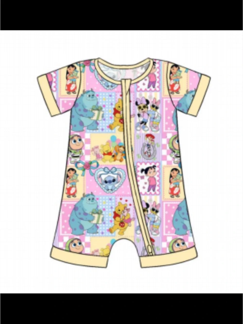 BAMBOO Pink Multi-Character double Zip shortie